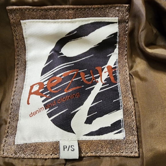 Genuine Leather Jacket in brown / camel Brand Rezult, collar, - Picture 9 of 10